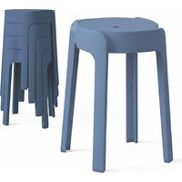 4 Tabourets Gigognes empilables BM HOME TAB-BLEU-FONCE en plastique, légers pour la maison salle de classe, cuisine, jardin