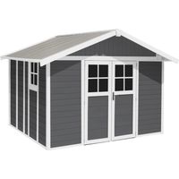 casetta da giardino in pvc grosfillex "deco 11" grigio scuro e bianco 370x407x250 cm - cod. 23011276