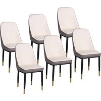 Lot de 6 chaises de cuisine en simili-cuir multicolores Vienna Golden Feet Blanc