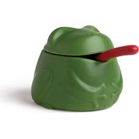 OTOTO CAVE À SEL EN CÉRAMIQUE AVEC COUVERCLE ET CUILLÈRE - 170 G - MOTIF GRENOUILLE - POUR PLAN DE TRAVAIL - PORTE-SEL EN CÉRAMI