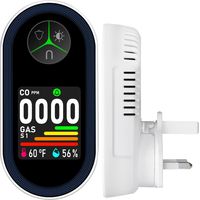Combination Natural Gas Leak Detector and CO Detectors, 4-in-1 Plug-in Wall Design Carbon Monoxide & Gas Detector with HD Screen&Indicator Visual&Audible Alarm for Home, Kitchen