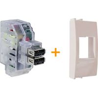 Fanton caricatore doppia presa USB AA 5V 2,4A Compatibile ABB Chiara Bianco