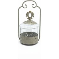 Vimin Box Portaconfetti con Manico Metallo e Vetro Oro e Grigio