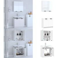 Meubles de salle de bain 2 pcs Blanc Bois d'ingénierie - Ensemble Meuble Salle De Bain - Meuble Salle De Bain Blanc - Armoire Salle De Bain - Rangement Salle De Bain - Meuble Salle De Bain Moderne - H