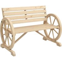 Banco de Jardín con Reposabrazos en Forma de Rueda para 2 Personas 105,5x56x79 cm Natural