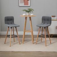 Jeu de 2 Tabourets de Cuisine Hauts avec Dossier Repose-pieds Pattes en Bois Style Moderne Gris