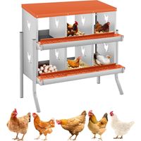 Poulailler métal 6 compartiments 84.5x42x90.3 cm – Nid de ponte roulant avec bac récupérateur et grille d’aération, boîte à œufs pour fixation murale
