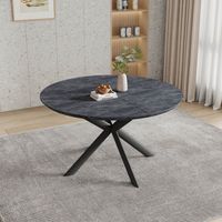 Ensemble de table à rallonges, table ronde en MDF de 120 à 160 cm(1 table, MDF, Rhin sombre)