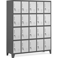 Jan Nowak Umkleideschrank 5B4A Fächerschrank Schließfachschrank mit 20 Fächern Wertfachschrank Metall Pulverbeschichtung 172 cm x 136 cm x 45 cm (H x B x T) (Anthrazit-Weiß)