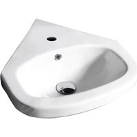 Aqualine Vitroya - Lavabo d'angle 46x46 cm, avec trop-plein, trou pour robinet, blanc VT145