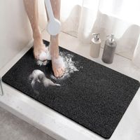Rutschfeste Duschmatte, 60 x 40 cm, rutschfeste Badematte mit Abfluss, weiche PVC-Luffa-Badematte fürs Badezimmer, schnelltrocknend, schwarz