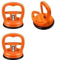 Lot de 3 extracteurs de bosses de voiture de couleur orange - Mini ventouse - Kit de débosselage et kit de réparation de bosses - Poignée de levage pour carrosserie de voiture, verre, carrelage