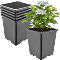 Garronda Pot de Fleur Carré Haut Plastique 20,5 × H 23,5 cm (7L) - x5 Godets Semis Pot Culture Profond Drainage Résistants Intempéries pour Plantes Pépinière Jardin Serre Intérieur Extérieur GD-0201