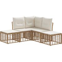 vidaXL Outdoor Sofa Set Natural Poly Rattan