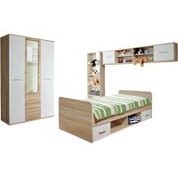 Camera completa per bambini e adolescenti, collezione DENVER. Armadio a 3 ante, letto, libreria e scaffale.