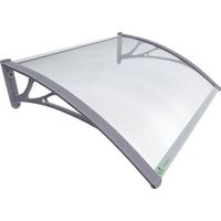 Vounot – Marquise auvent de porte 120x80cm – Polycarbonate 6mm résistant aux UV et chocs – Cadre en PPO et aluminium renforcé – Installation facile