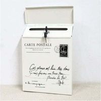 Boîte aux lettres verrouillable en fer Boîte aux lettres murale Vintage Letter Post Mailbox BLANC