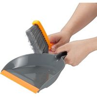 Mini broom and dustpan set: Small broom and dustpan set for home, camping broom, small whisk brooms (orange gray)