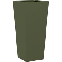Jardinière Bac à fleurs vert olive 35x35x75 cm acier