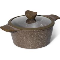Granite Nonstick Casserole Pot With Glass Lid, 24 Cm