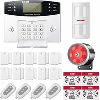 Système D'alarme Sans Fil GSM - Affichage LCD - Fonction Appel Et SMS - Alerte En Cas De Coupure Secteur - Batterie Lithium Rechargeable - Pour Sécurité Domestique - Lot De 18 Pièces