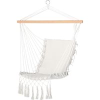 Silla Colgante con Borlas 120 kg Columpio Algodón Moderno Interior Exterior Blanco