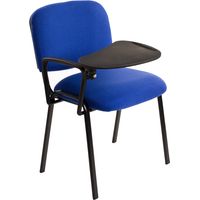 6 Gepolsterte Stühle Stapelbar Aus Stoff BLAU - mit Schreibklappef