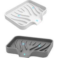 Portasapone da 2 pezzi, portasapone da viaggio, portasapone da doccia, portasapone da bagno, portasapone in silicone con scarico, design antiscivolo per bagno e cucina (bianco grigio)