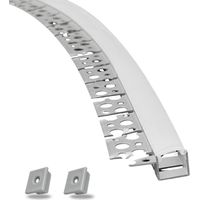 Profilé LED en Aluminium pour Plaque de Plâtre Encastré et Invisible, Barre d’Éclairage LED avec Diffuseur pour Lumière Continue, Longueur 2 m (Profilé Sous-Meuble Flexible)