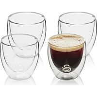 SWAN SWKA54010N Lot de 4 Verres Thermique à Café en Verre Borosilicate à Double Paroi de 100ml Transparent