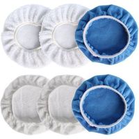 Lot de 6 chiffons de polissage pour voiture 220 mm - 250 mm, disques de polissage, peaux à polir, machine à polir pour voiture (2 x microfibre - 2 x revêtements - 2 x laine)