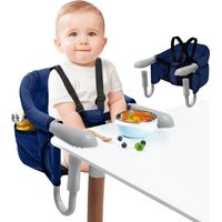 Tischsitz Baby Babysitz Tisch Faltbar Hochstuhl Sitzerhöhung Stuhlsitz mit Einteiliger Sicherheitsgurt und Rückenpolster für zu Hause und Unterwegs bis 15 kg, Blau NAIZY