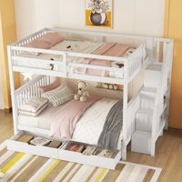 Letto a Castello 140x200 cm con Struttura in Pino e MDF Bianco