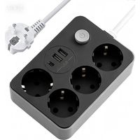 Multiprise Parasurtenseur USB ,Multiprise 4 prises outlet + 3 ports USB