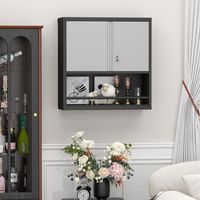 Grande armoire de rangement métallique à 2 portes et étagères réglables — Meuble de rangement en acier pour cuisine, salon, salle à manger et bureau