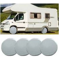 Lot de 4 Housses de Pneu de Camping-car, Crique de Pneu étanche, Housse de Protection Argentée pour Pneu de Roue pour Voiture, Camping-car, SUV, Camion, Remorque