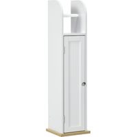 Armario de Baño con Soporte para el Papel Higiénico y Armario de 3 Compartimentos 20x20x80 cm Blanco