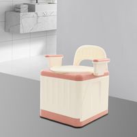 Portable Toilet Bedside Chest of Drawers Toilet with Lid, Portable Toilet Bedside Chair with Handles, 150 kg Load Capacity, for Bathroom, Bedroom, Travel, Camping (Pink)