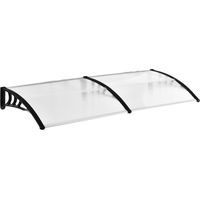 Tejadillo de Protección 195x75 cm Marquesina para Puertas y Ventanas contra Sol y Lluvia con Barras de Aleación de Aluminio Transparente