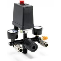 Wiltec – Régulateur de pression avec pressostat – Raccord filetage mâle 20,67 mm – Pression max 8 bars – 2 manomètres – Valve de sécurité intégrée