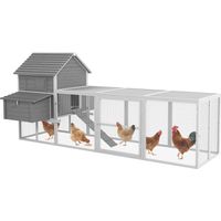 Pollaio da Giardino con Casetta per Galline, Rampa e Area Aperta, 310.5x149.5x149cm, Grigio