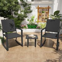 YODOLLA 3-teilig Balkonmöbel Set, wetterfest Gartenmöbel mit 2 Schaukelstühlen und 1 Beistelltisch