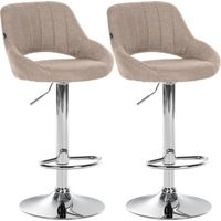 Lot de 2 tabourets de bar Milet en tissu Taupe Métal chromé