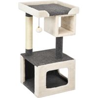 Albero per gatti con tiragraffi e pallina felpata, Centro attività interno per gattini per giocare Beige e grigio