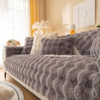 Rabbit Plush Sofa Cover L Shape 1/2/3/4 Seater Sofa Cover Corner Sofa U Shape, 2023 New Universal Non-Slip Sofa Protectors, Super Soft Faux Fur Sofa Cover for Living Room(Gray, 90 90cm)