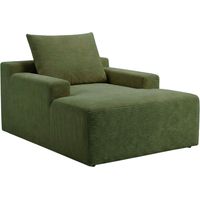 Fauteuil Lounge en Velours "Méridienne" 148cm Vert