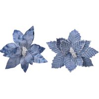 Fleur de pâques en polyester bleu effet glacé ø34x6cm 2 modèles assortis couleurs/modèles assortis