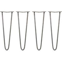 4 Gambe per Tavolo a Forcina SkiSki Legs 40,6cm Acciaio Naturale 2 Rebbi 10mm