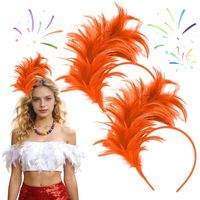 2 Pack Feather Headbands Multicolor 20s Hair Accessories for Carnival Cocktail Cosplay Wedding Party (Green, Yellow, Purple)