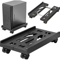 Under Desk PC Stand: Mobile CPU Stand with Locking Wheels, Non-Slip PC Tower Stand Adjustable Size, PC Tower Stand Cart for Most PCs